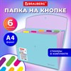 Папка-органайзер конверт на кнопке 6 отделений, BRAUBERG "Extra", A4, голубая с лиловым, 274104 - фото 8610118