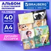 Альбом для рисования, пластиковая обложка, А4, 40 л., гребень, BRAUBERG, 210х297 мм, АССОРТИ-2 (8 видов), 107683 - фото 8645144