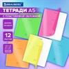 Тетрадь пластиковая обложка (НЕОН) 12 листов, косая линия, BRAUBERG "Smart Cover", АССОРТИ (микс в спайке), 405027 - фото 8645238