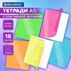 Тетрадь пластиковая обложка (НЕОН) 18 листов, линия, BRAUBERG "Smart Cover", АССОРТИ (микс в спайке), 405033 - фото 8645266