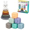 Набор тактильных игрушек-сортеров развивающих, пирамидка "Зайчик", кубики, 13 элементов, ЭКО, BAMBOX BABY (БАМБОКС БЭБИ), 665914 - фото 8889635