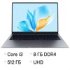 Ноутбук HONOR MagicBook X16 16", Intel Core i3-1315U, 8 Гб, SSD 512 Гб, No OS, серый, 5301ALXS - фото 8916527