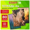 Тетрадь А4 80 л. STAFF College скоба, клетка, офсет №2 ЭКОНОМ, обложка картон, ПРИРОДА, 405617 - фото 9021367