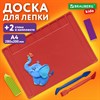 Доска для лепки А4, 280х200 мм, BRAUBERG KIDS, красная, 7 отделений для пластилина, 2 стека, 274257 - фото 9089682