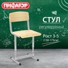 Стул ученический регулируемый ПИФАГОР SC-2, 340х340х625-705 мм, рост 3-5 (130-175 см), серый каркас, фанера, 533349 - фото 9343178