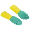 Перчатки VILEDA латекс/неопрен МНОГОРАЗОВЫЕ х/б напыление СВЕРХПРОЧНЫЕ, S (малый) зел/желт, 174305, 174303 - фото 9457513