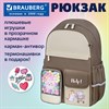Рюкзак BRAUBERG PASTEL с термонашивками в комплекте, "Catch up", коричневый, 40х29х14 см, 274435 - фото 9463247
