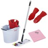 Швабра с отжимом и ведром 10л+черенок КОМПЛЕКТ, салфетки, перчатки, СпидМини VILEDA, красный, 143567 - фото 9463294