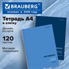 Тетрадь А4, 120 л., BRAUBERG, гребень, клетка, матовая ламинация, "Классика Blue", 405643 - фото 9515939