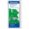 Набор чертежный BRAUBERG (линейка 15 см, треугольник, транспортир), зеленый, прозрачный, пенал, 210890 - фото 9639052
