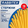 Клеевые стержни желтые СУПЕРКЛЕЙКИЕ (стройка, ремонт, хобби), 11х270 мм, 19 штук, RABBITEX (РАББИТЕКС) "ДВА СЛОНА", 671497 - фото 9736491